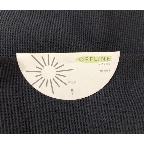 NWT Offline By Aerie Real Me Flare Hi-Rise Black Leggings Small Cinched Waist - Picture 6 of 8